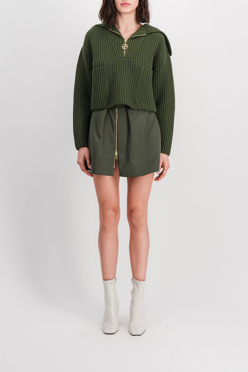 Patou - Zipped biker mini skirt with belt