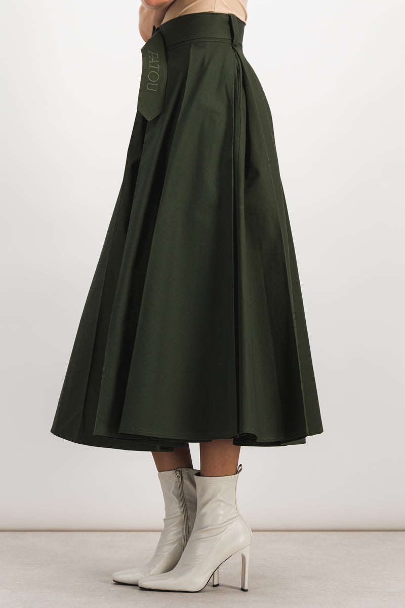 Patou - Pleated canvas maxi skirt