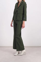 Low waist flared canvas pants