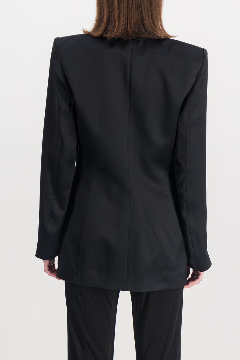 Vivienne Westwood - V-neck tailored satin blazer with golden buttons