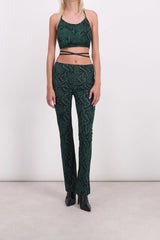 Green snake print crop top