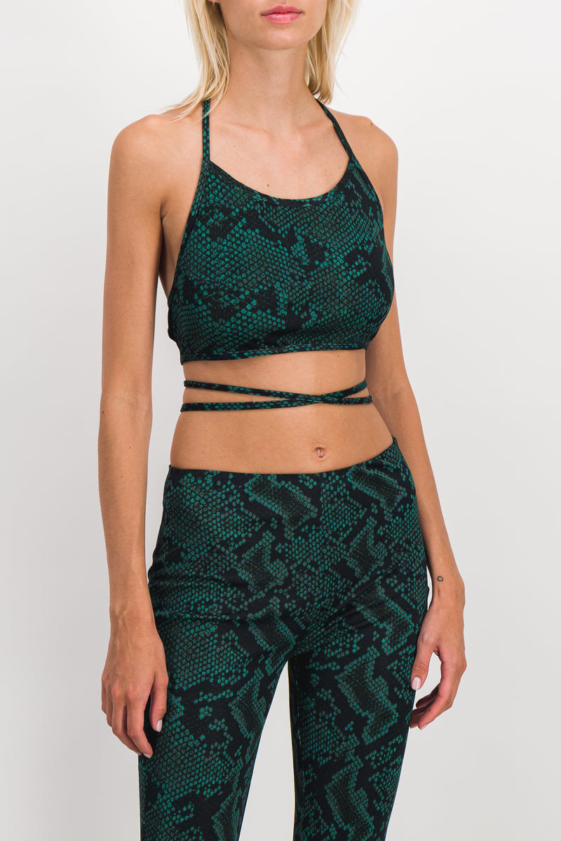 Atlein - Green snake print crop top