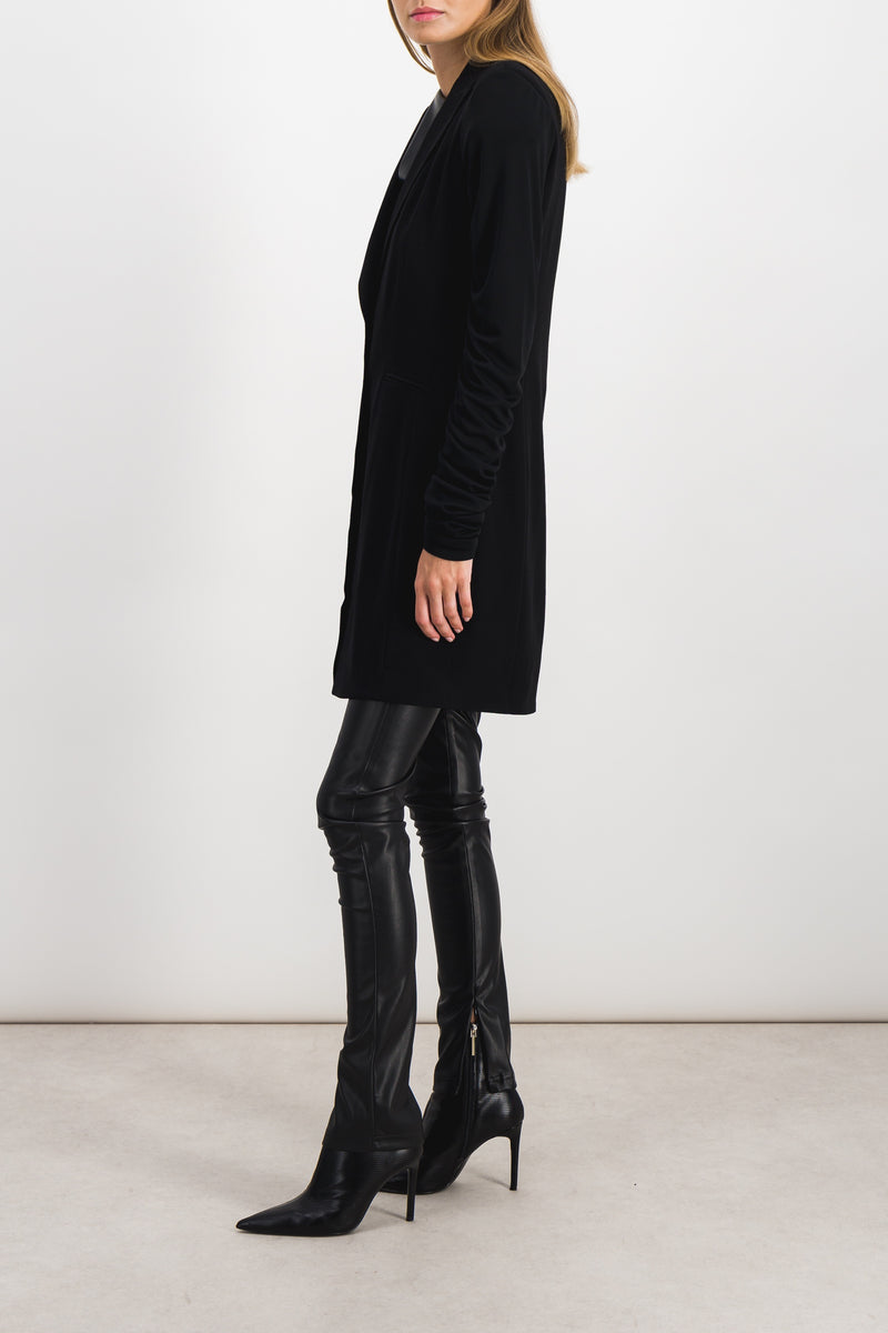 Atlein - Grain de poudre long veste with crêpe de chine draped sleeves