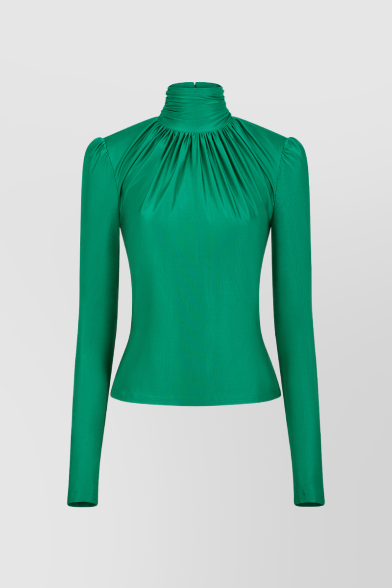 Paco Rabanne - Draped emerald high-neck top