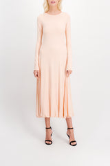 Long sleeved maxi dress in fluid crêpe jersey