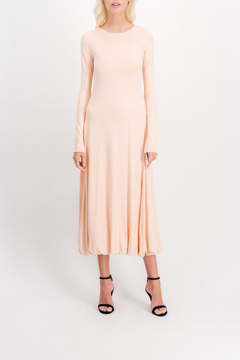 Jil Sander - Long sleeved maxi dress in fluid crêpe jersey