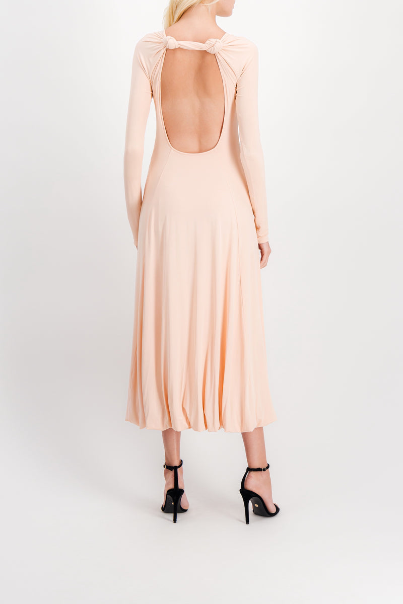 Jil Sander - Long sleeved maxi dress in fluid crêpe jersey