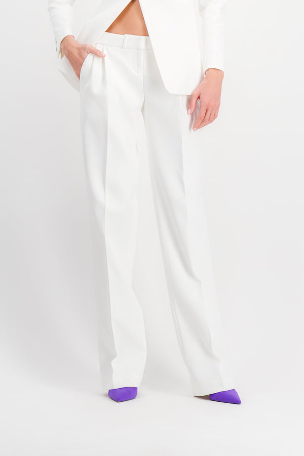 White low rise loose tailored pants