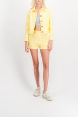 Yellow tweed tailored short jacket