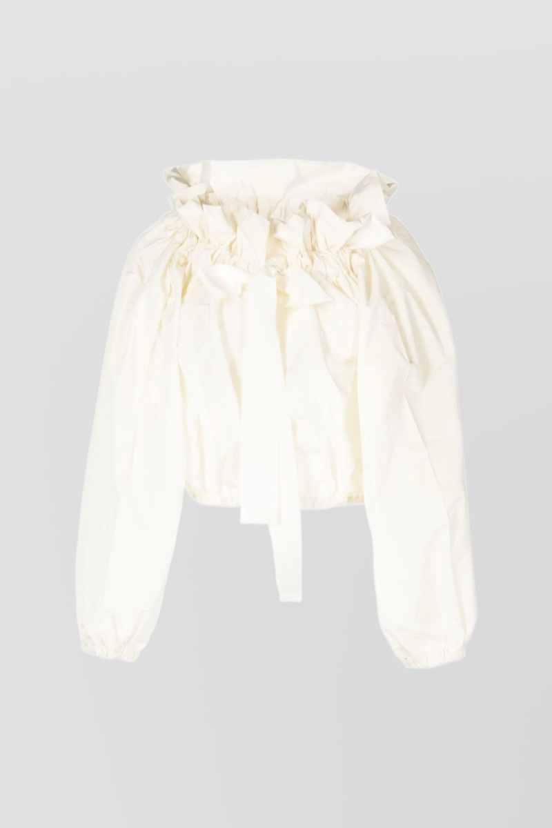 Patou - Ivory gros grain cropped voluminous blouse