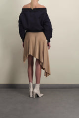Off-the-shoulder nylon bomber poncho