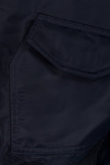 Off-the-shoulder nylon bomber poncho
