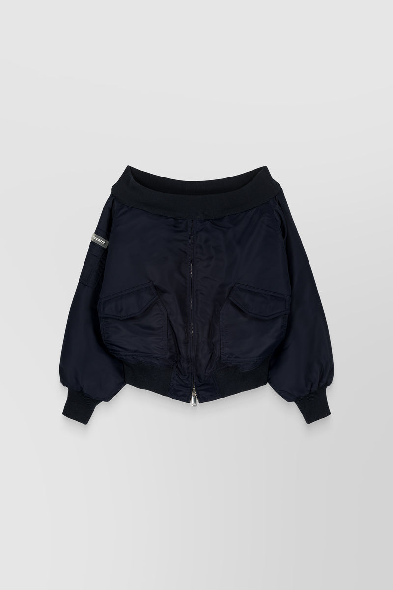 Coperni - Off-the-shoulder nylon bomber poncho