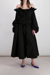 Organic cotton poplin buttoned maxi skirt