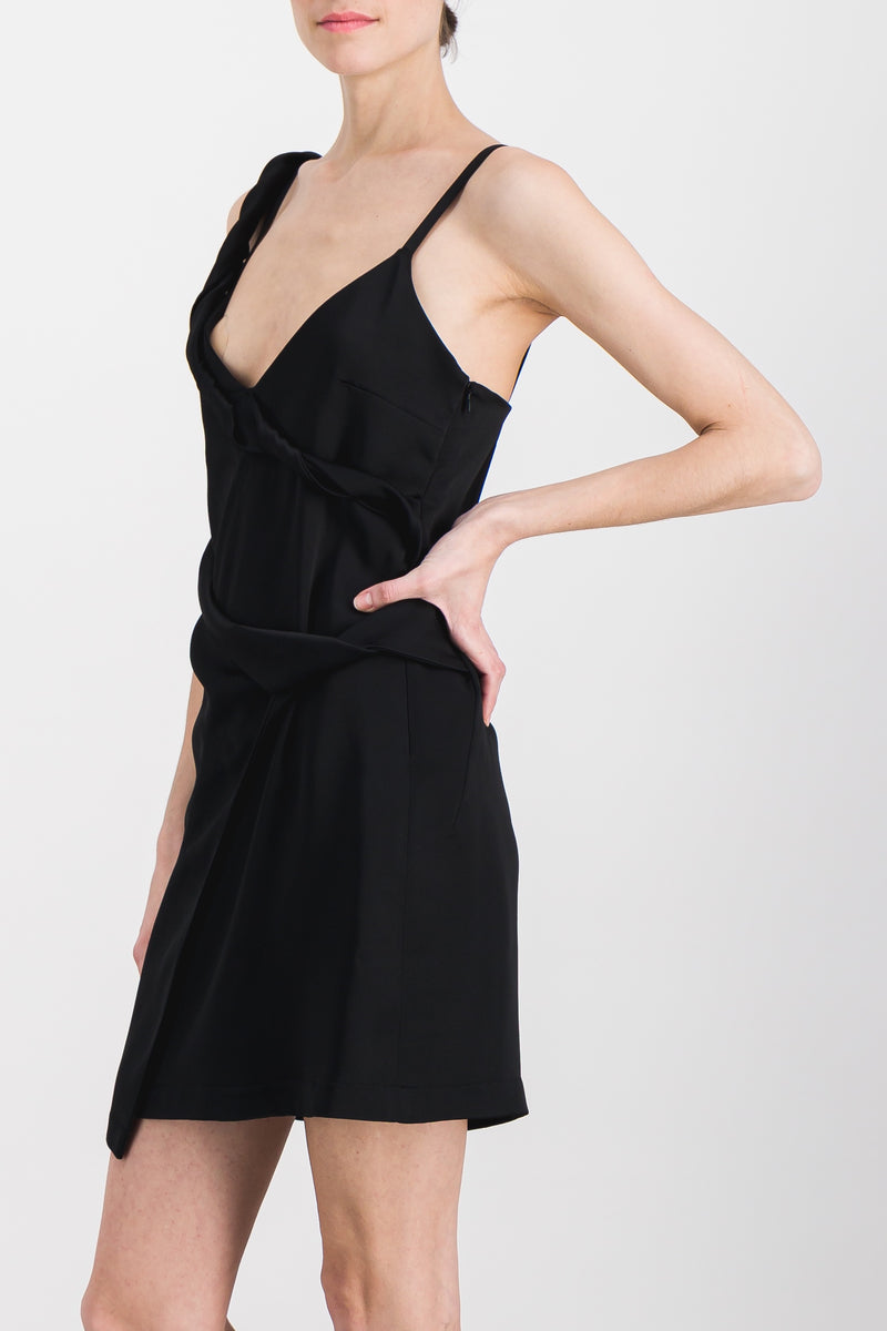 Atlein - Asymmetric straps draped crêpe satin mini dress