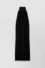 Pleated recycled jersey halterneck maxi dress
