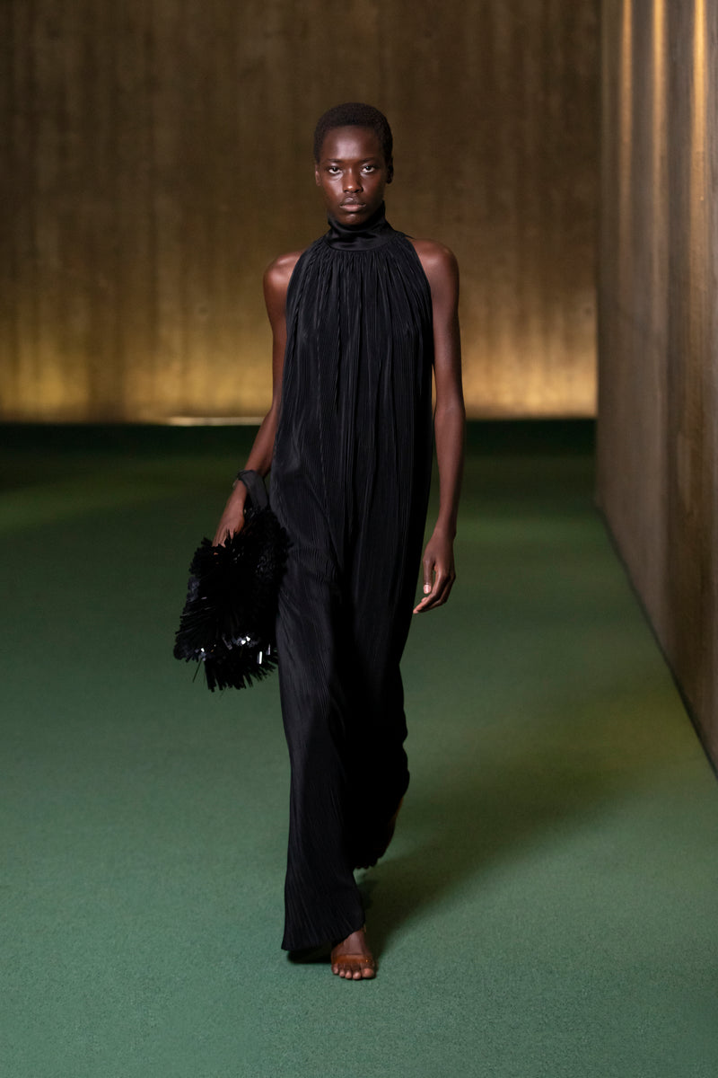 Atlein - Pleated recycled jersey halterneck maxi dress