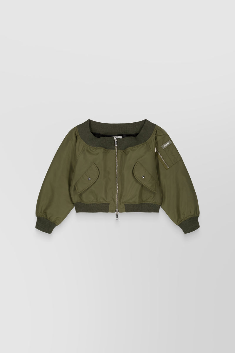 Coperni - Off-the-shoulder cropped bomber jacket