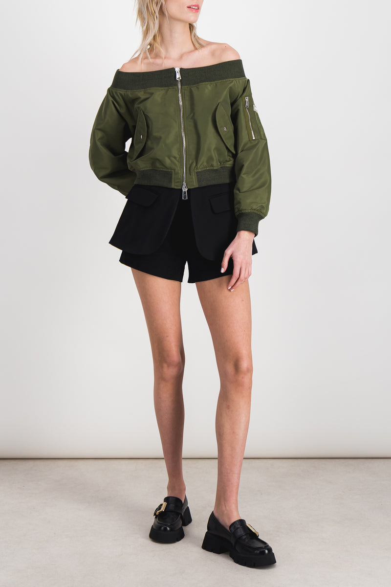 Coperni - Off-the-shoulder cropped bomber jacket