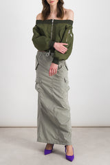 Multi-pocketed cargo maxi skirt