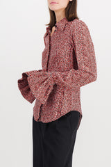 Printed coton shirt with fluted cuffs
