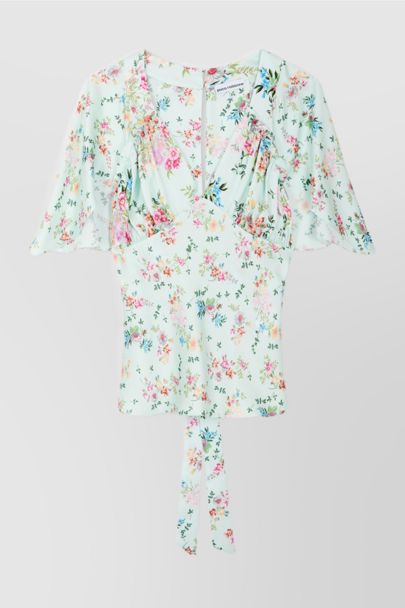 Paco Rabanne - Printed light satin fluid top