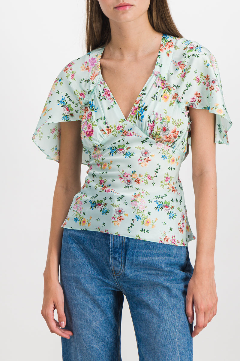 Paco Rabanne - Printed light satin fluid top