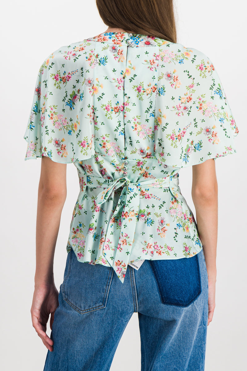 Paco Rabanne - Printed light satin fluid top