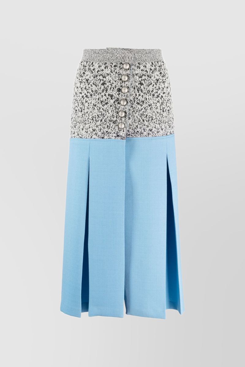 Paco Rabanne - Wool crêpe bi-color midi skirt with side slit