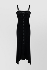 Jersey velvet maxi slip dress with handkerchief hem