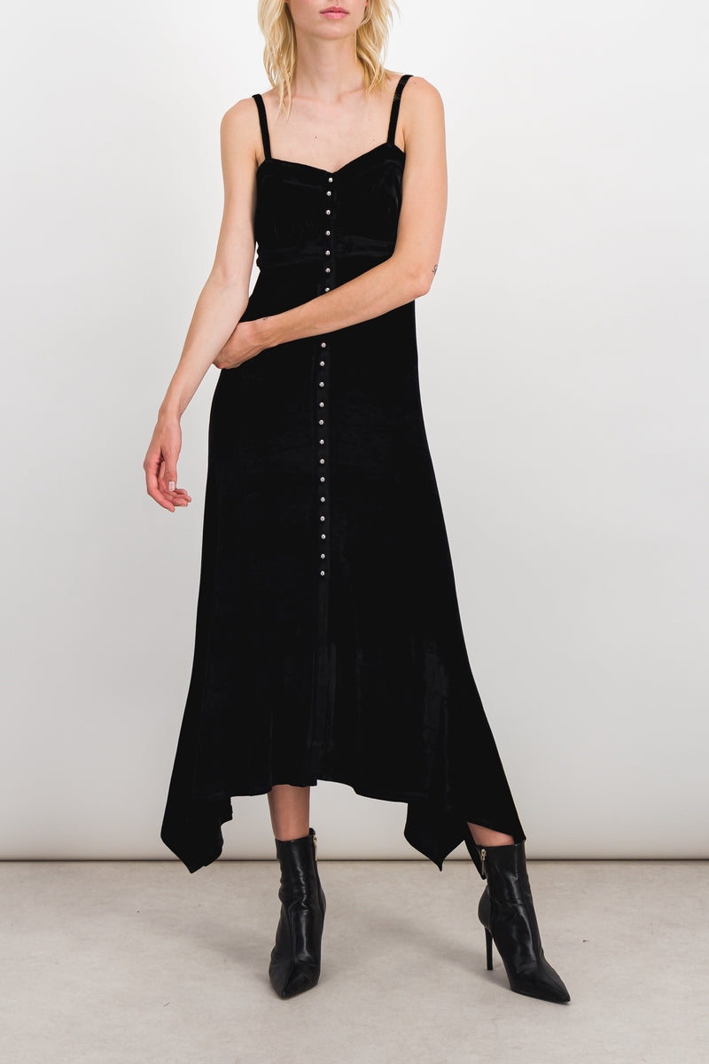 Paco Rabanne - Jersey velvet maxi slip dress with handkerchief hem
