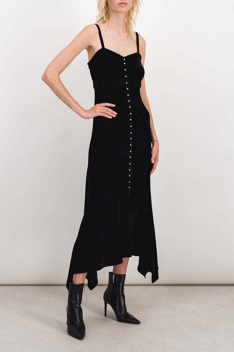 Paco Rabanne - Jersey velvet maxi slip dress with handkerchief hem