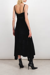 Jersey velvet maxi slip dress with handkerchief hem