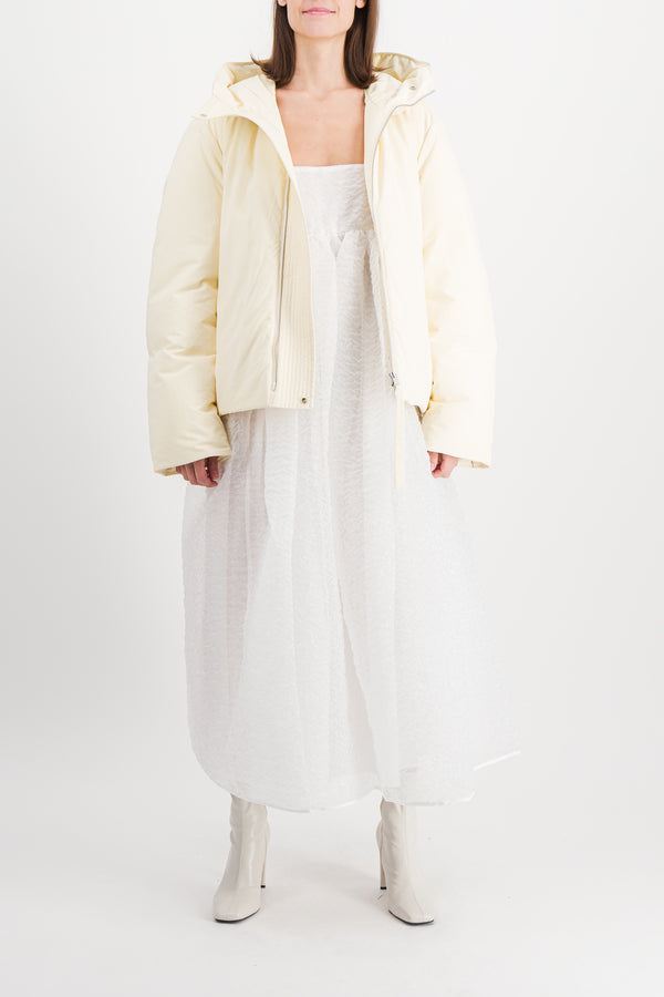 Recycled polyester cropped down jacket