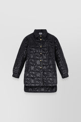Black JP-logo quilted long overshirt